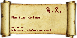 Marics Kálmán névjegykártya
